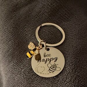 Bee Happy Keychain with Charm